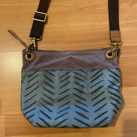 Fossil Crossbody Bag Bucket‎ Keely Herringbone Coated Canvas Adjustable Strap - Picture 5 of 14